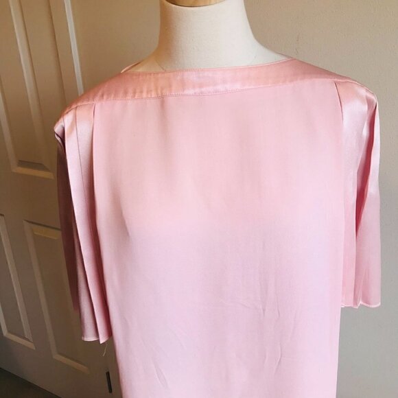 Lizzy & Johnny Vintage 80's Lucero Dress Pink Pleated Cap Sleeves Midi Size 12 - Picture 4 of 6